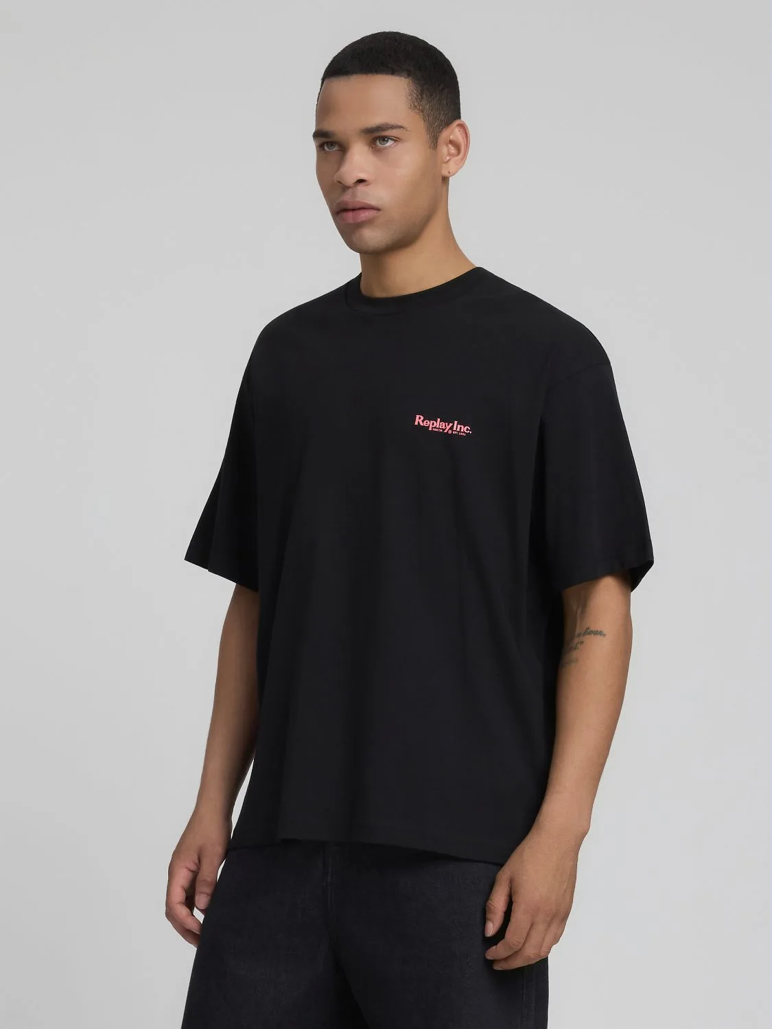 トップス PPFM layered knit shirt black pink Black pink - Oversized T-shirt