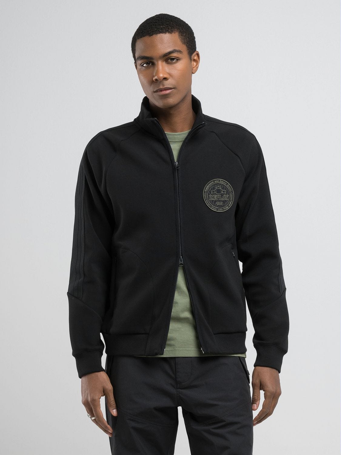 Full-zip hoody with logo Black | Replay Jeans