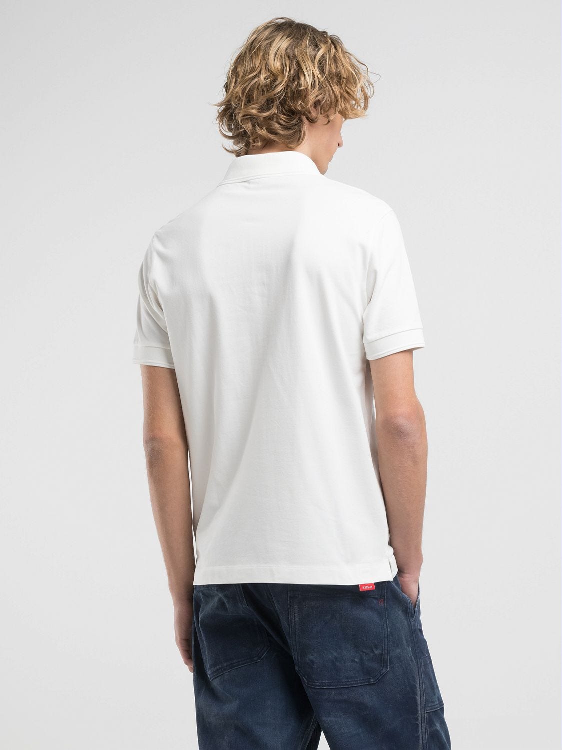 Regular-fit polo-shirt with embroidery Off white | Replay Jeans