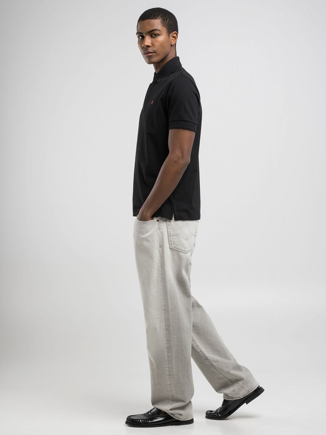 Regular-fit polo-shirt with embroidery Black | Replay Jeans