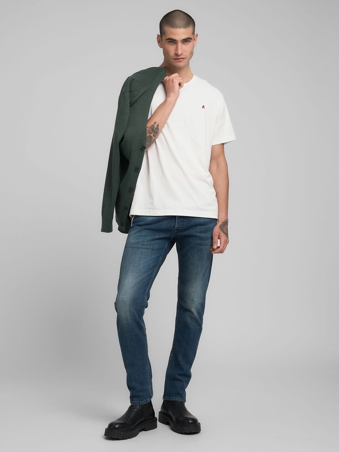 Jersey t-shirt with r embroidery Natural white | Replay Jeans