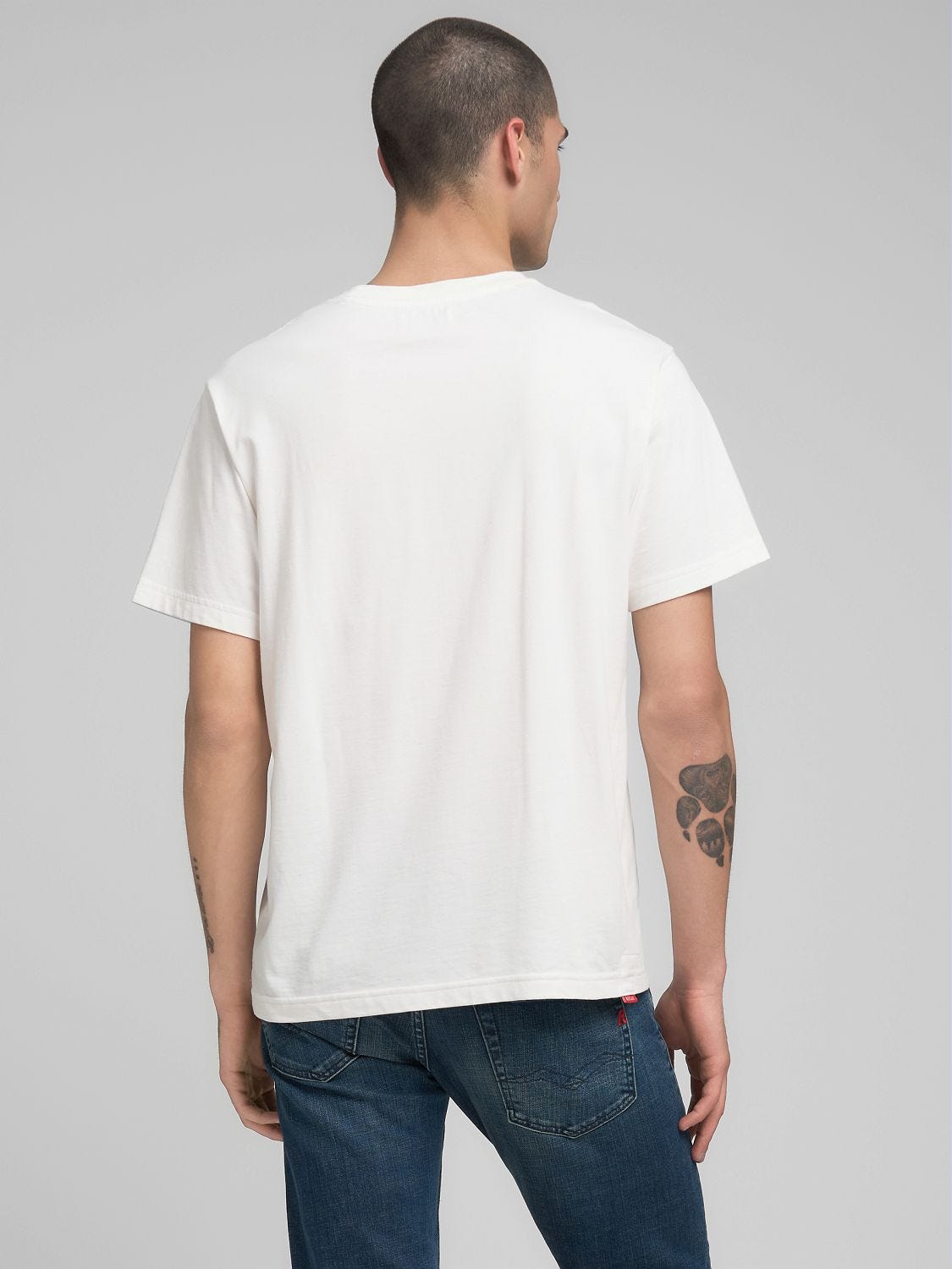 送料込★REPLAY★M3015 Tシャツ Jersey t-shirt with r embroidery Natural white | Replay Jeans