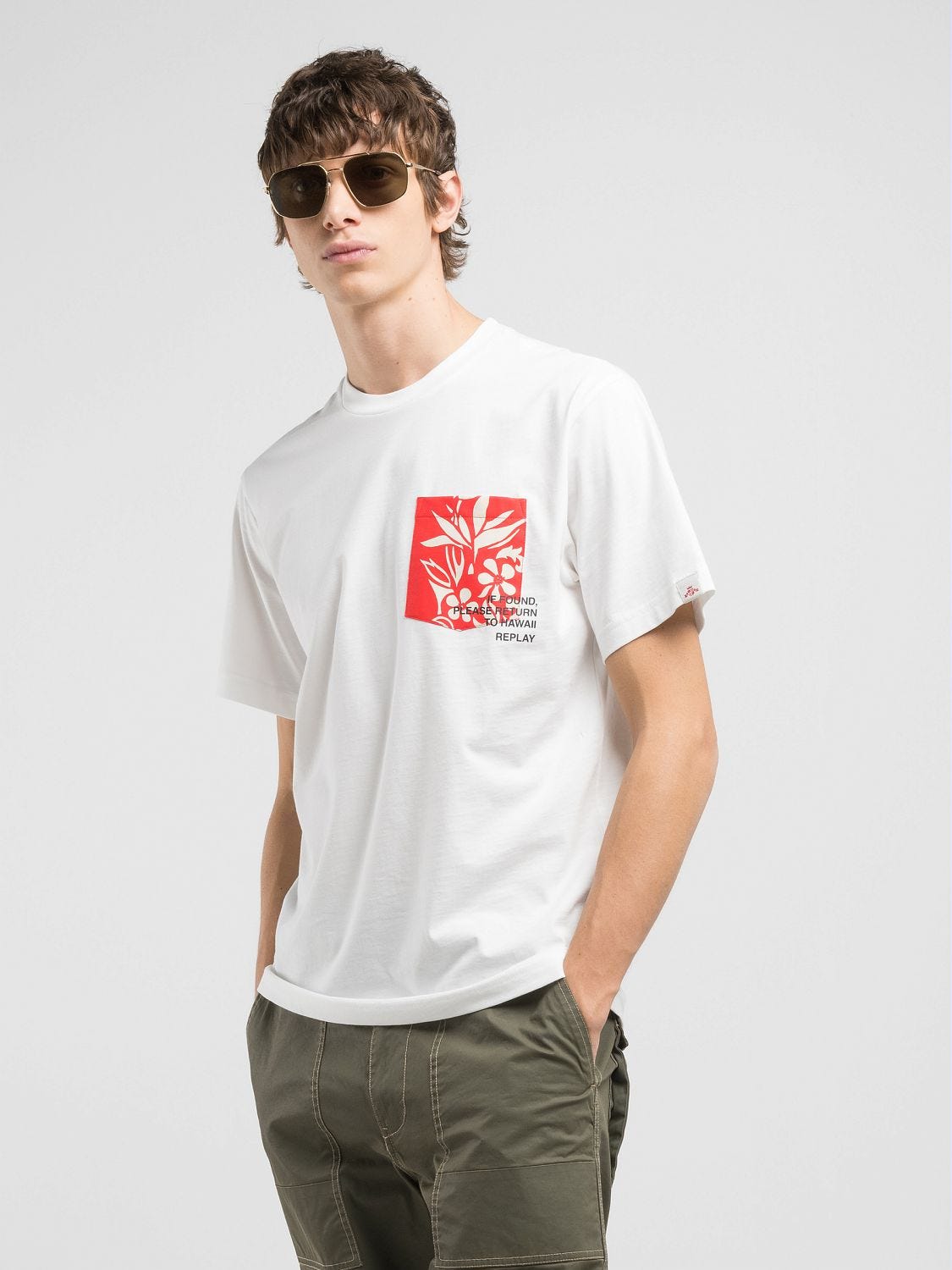 送料込★REPLAY★M3099 Tシャツ Jersey t-shirt with logo print Lead grey | Replay Jeans