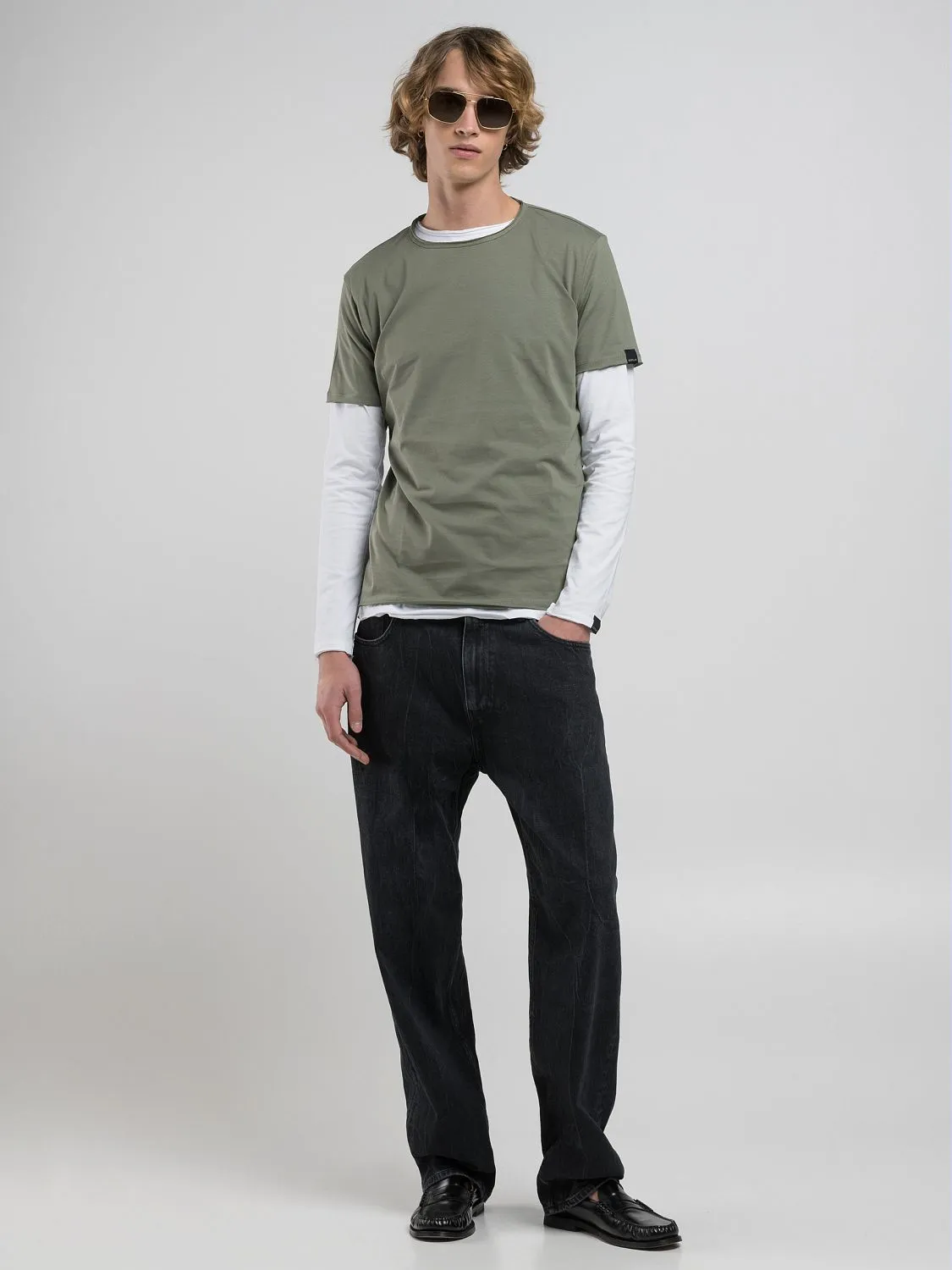 送料込★REPLAY★M3590A.000.2660 半袖Tシャツ Cotton crew-neck t-shirt Sage green- | Replay Jeans