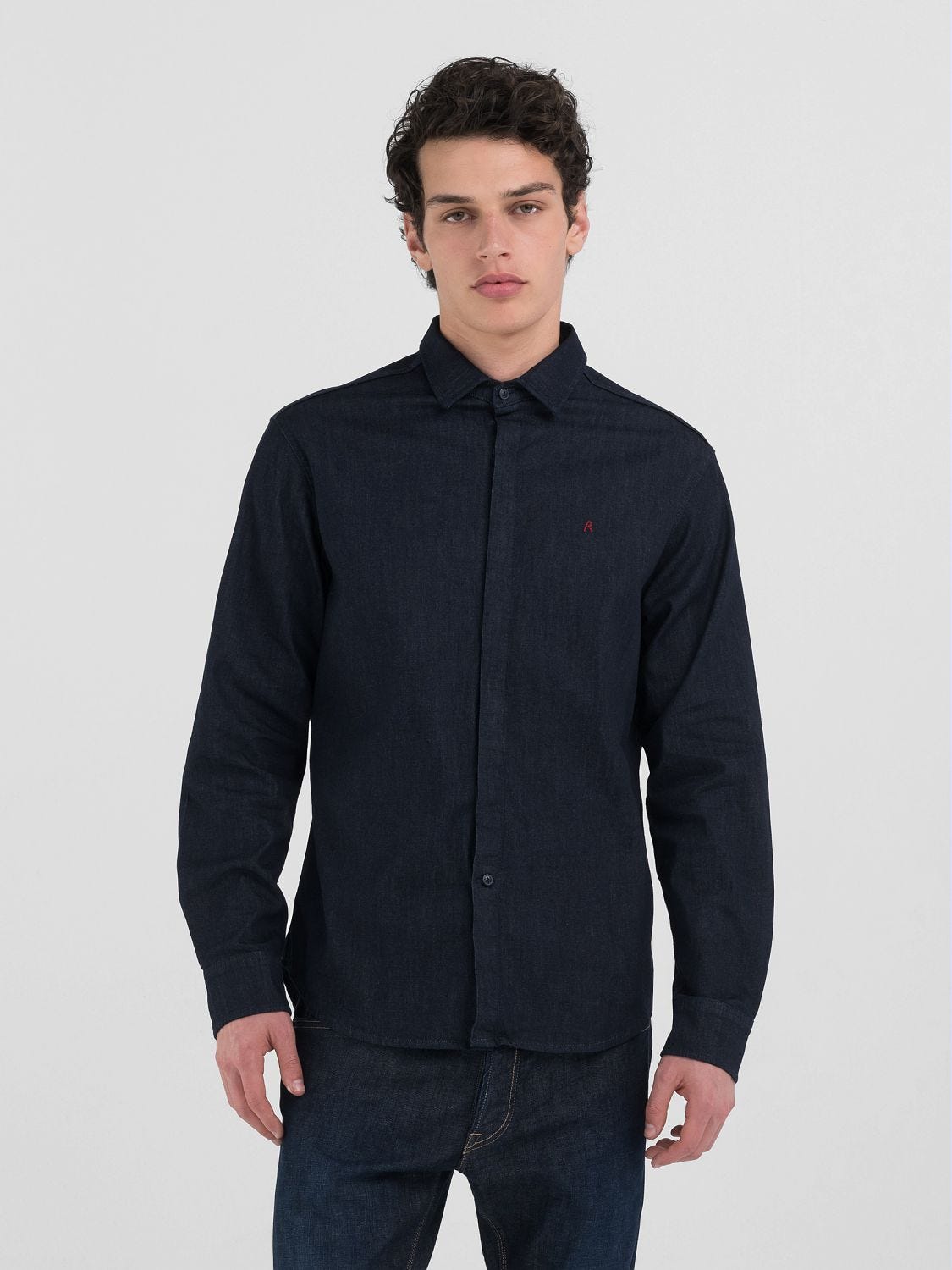 見事な blue Dark embroidery r with shirt denim Slim-fit | Jeans Replay トップス