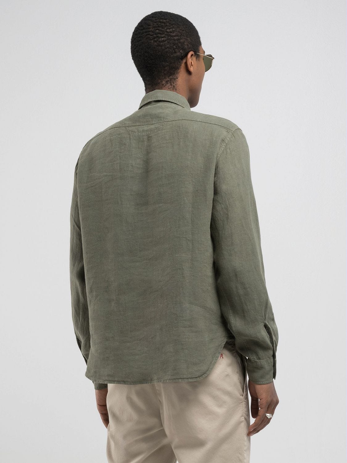 Regular-fit linen shirt Soft military | Replay Jeans