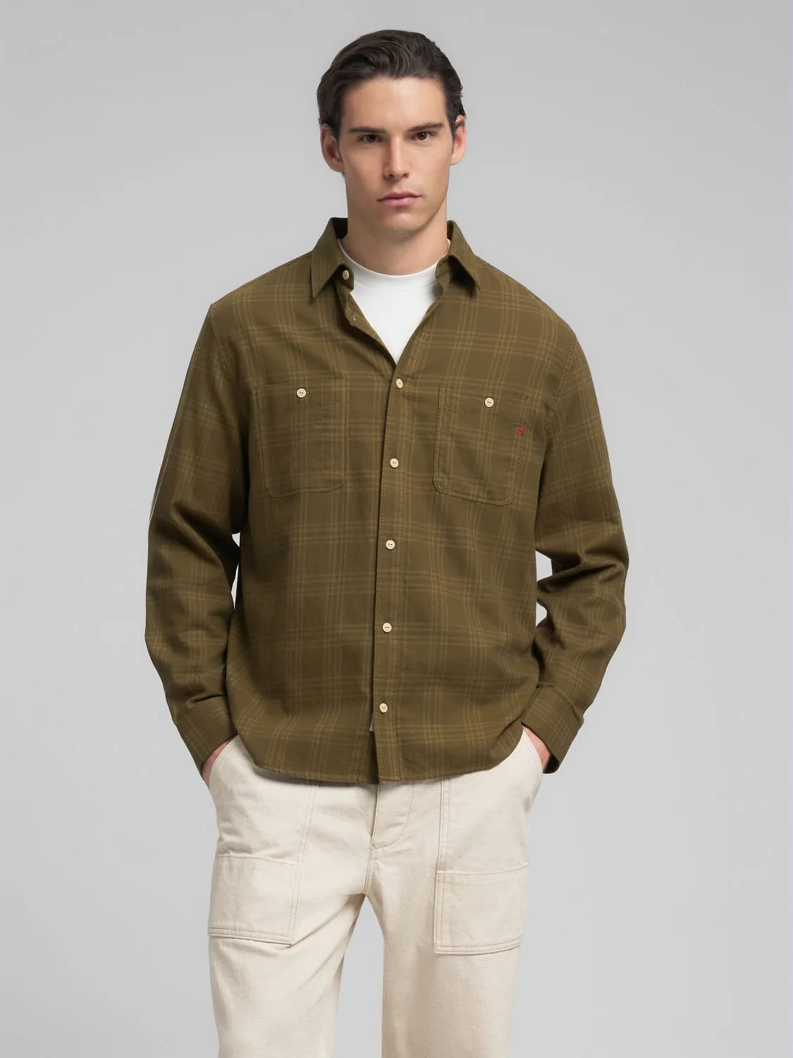 REPLAY CHEQUERED COTTON SHIRT WITH POCKETS M4150 .000.52814 MILITARY 2