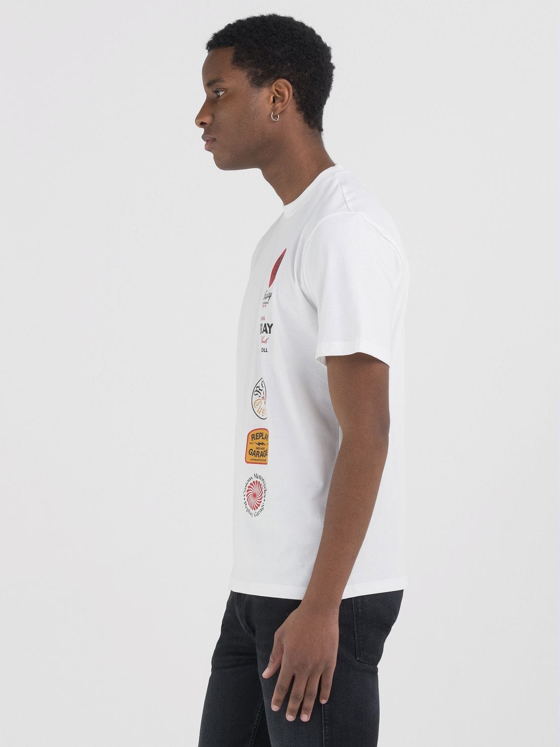 Jersey t-shirt with graphic print Natural white | Replay Jeans