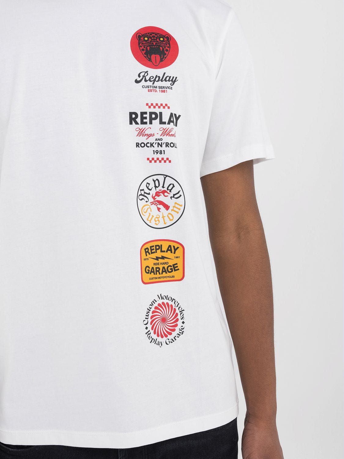 Jersey t-shirt with graphic print Natural white | Replay Jeans