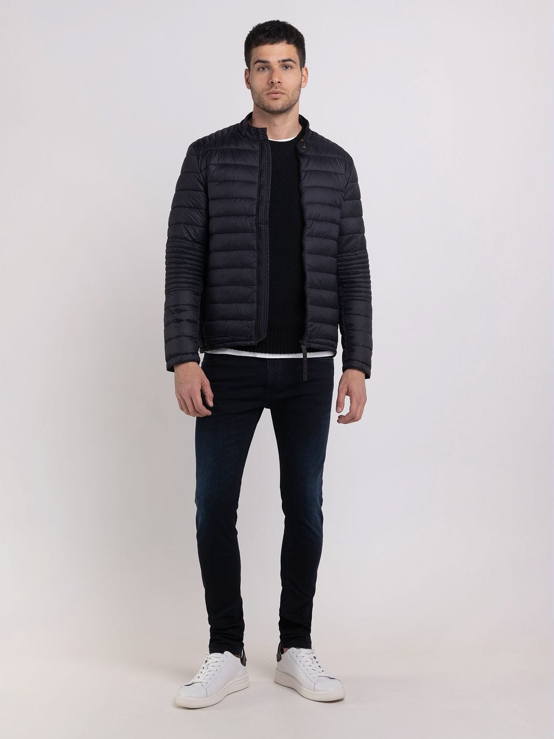 Full-zip technical fabric jacket Black | Replay Jeans