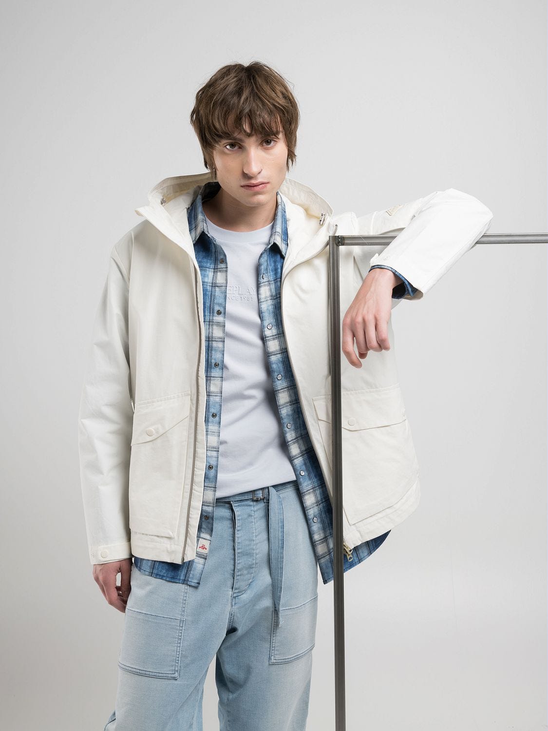 Full-zip technical fabric jacket Sand | Replay Jeans