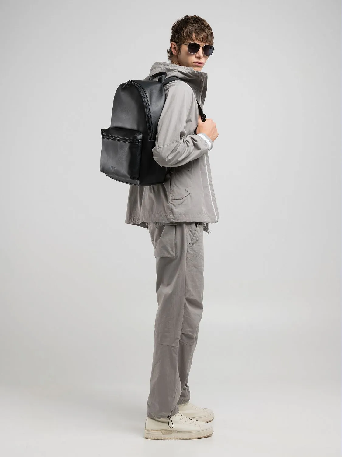 Hooded full-zip jacket Dim grey | Replay Jeans