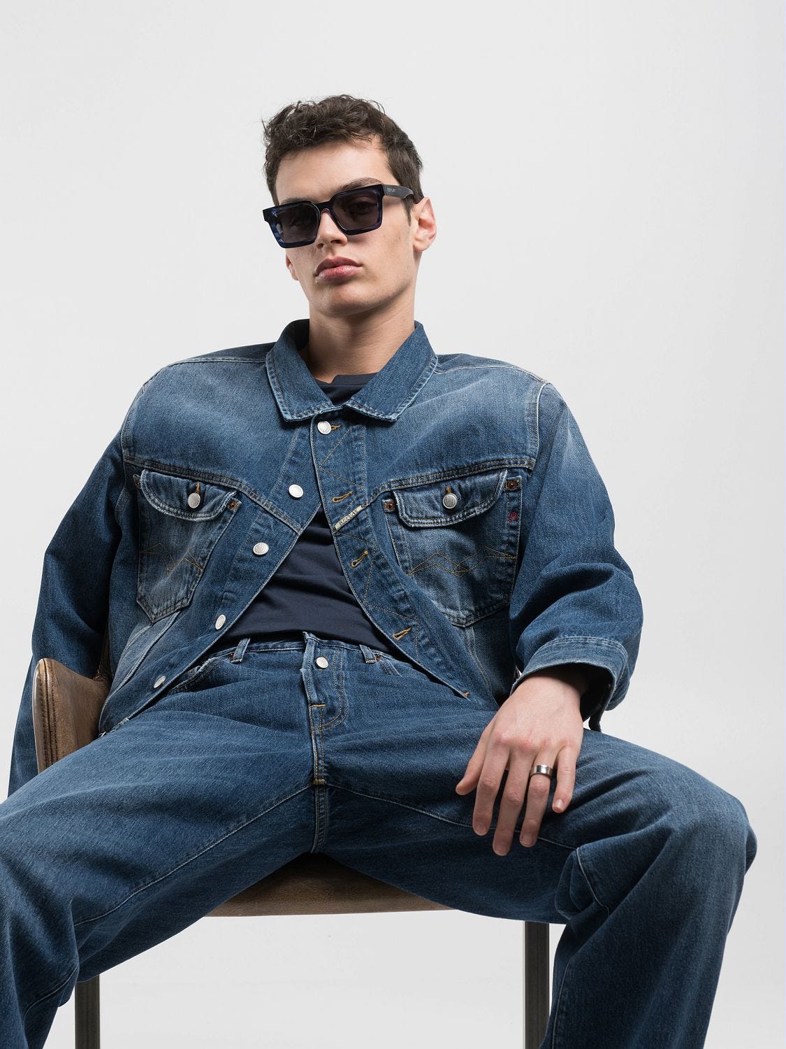 名作 Dark denim jacket Medium blue | Replay Jeans ジャケット・アウター