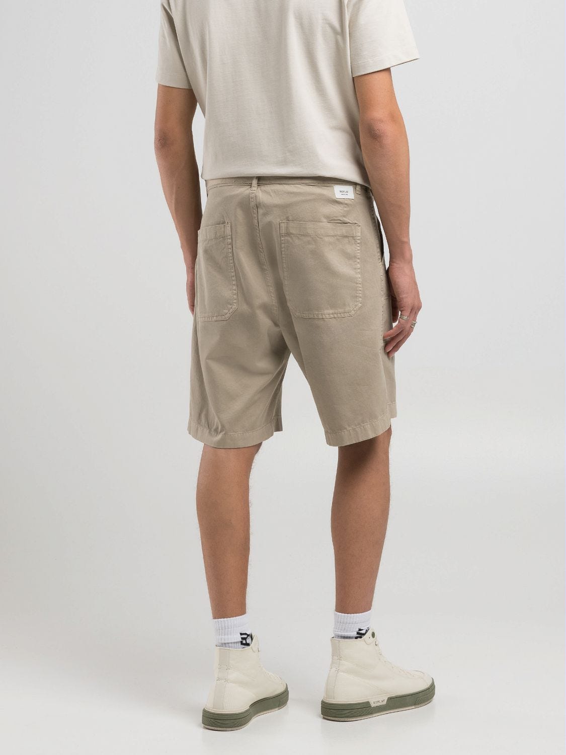 Cotton twill shorts Stone | Replay Jeans