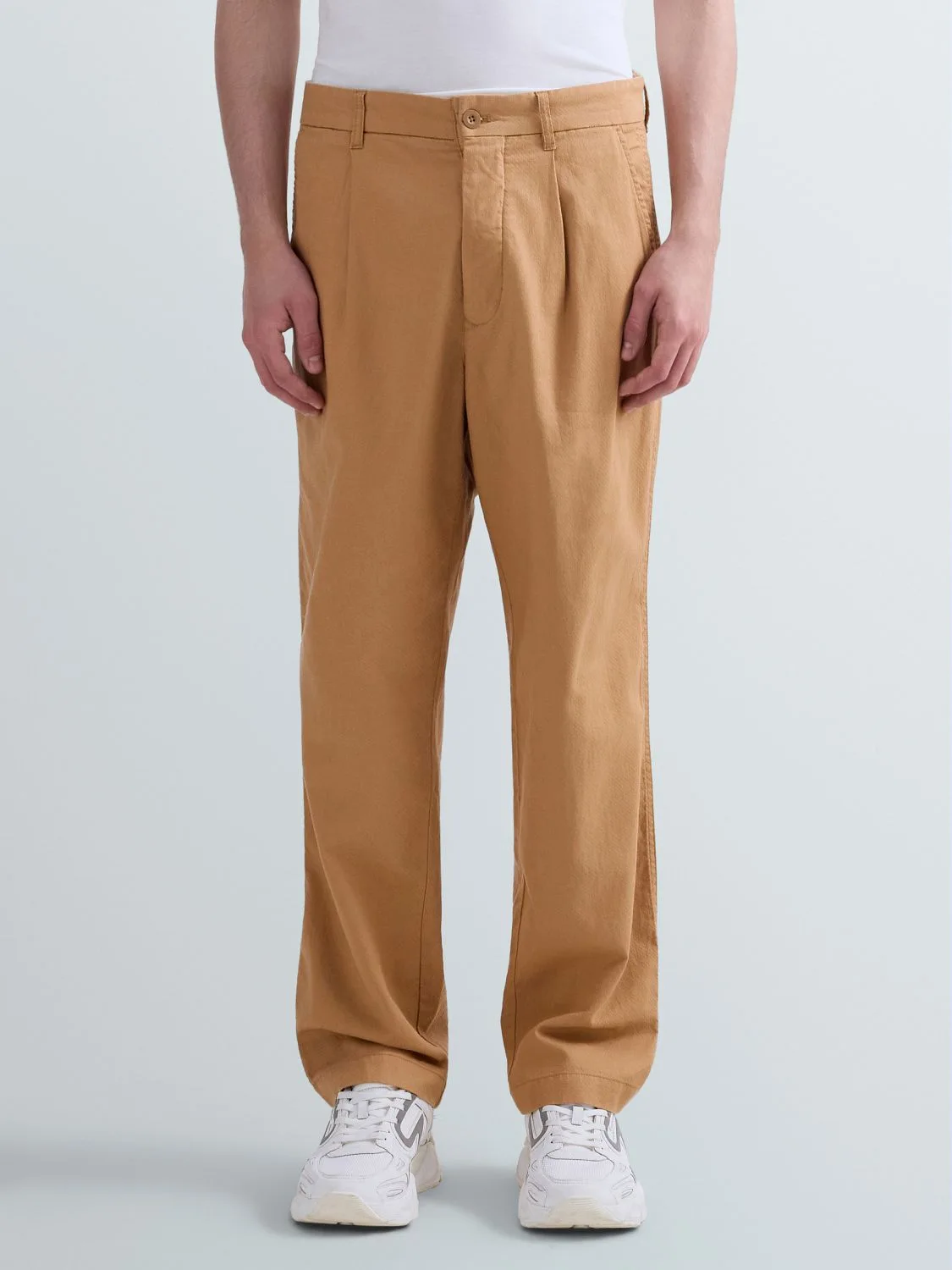 REPLAY REGULAR-FIT LINEN AND COTTON TROUSERS M9047T.000.85500 SAHARA 2