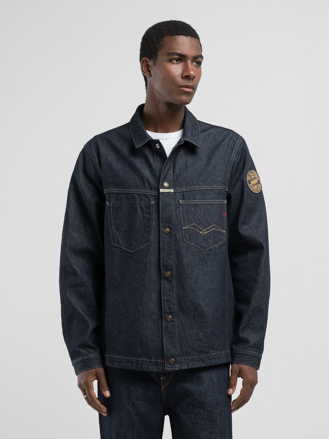 9zero1 replay x fc bayern munich denim jacket Dark blue