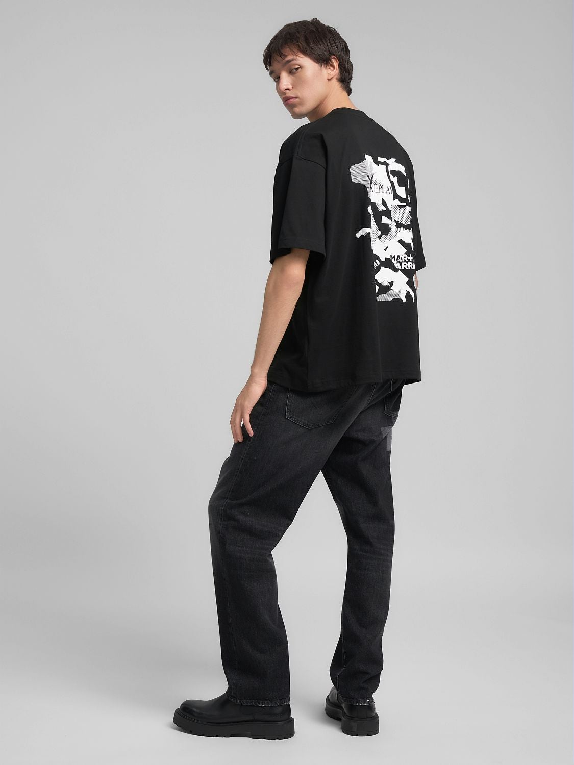 Crew-neck t-shirt with replay x martin garrix logos and