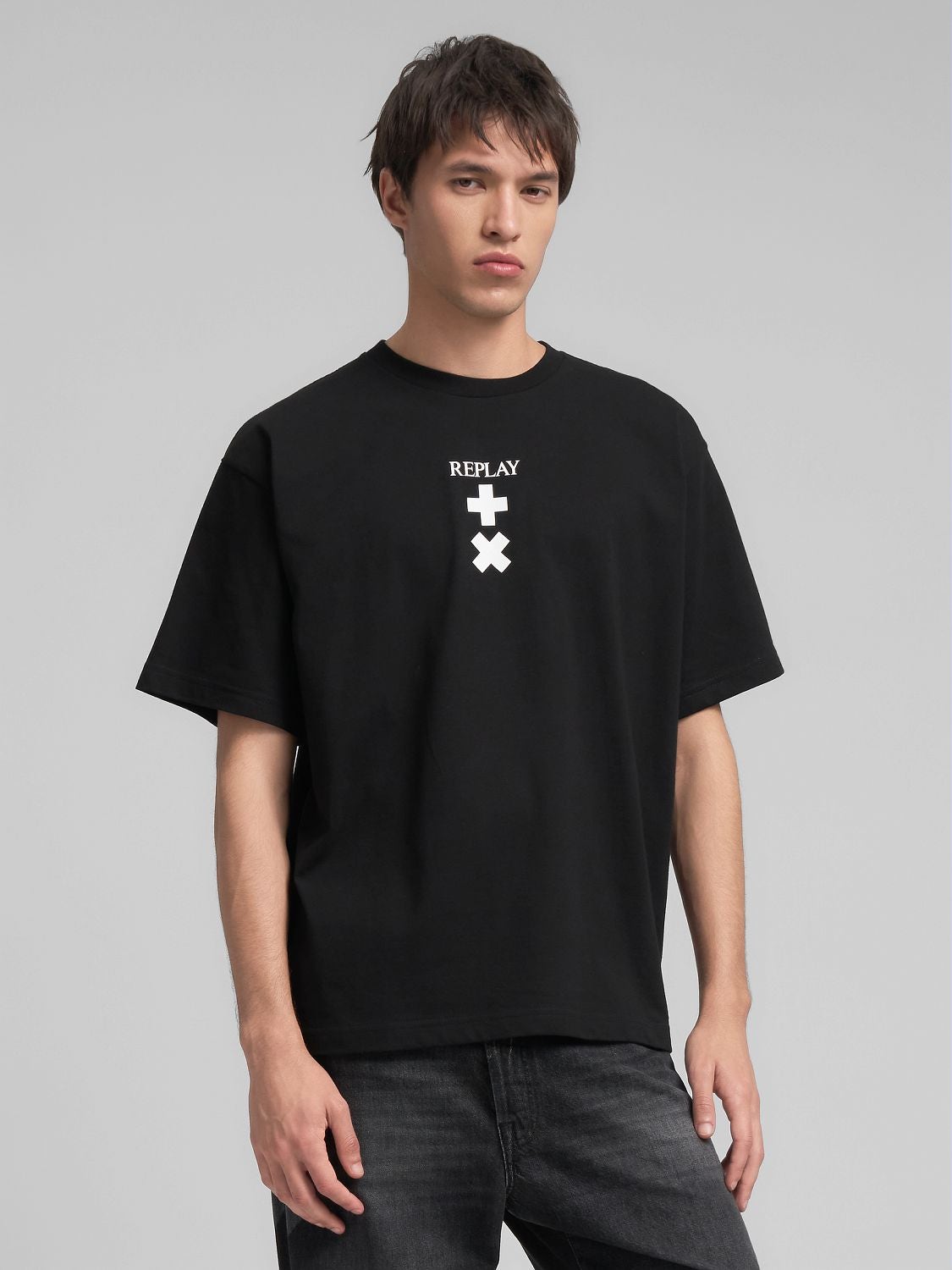 Crew-neck t-shirt with replay x martin garrix logos Black