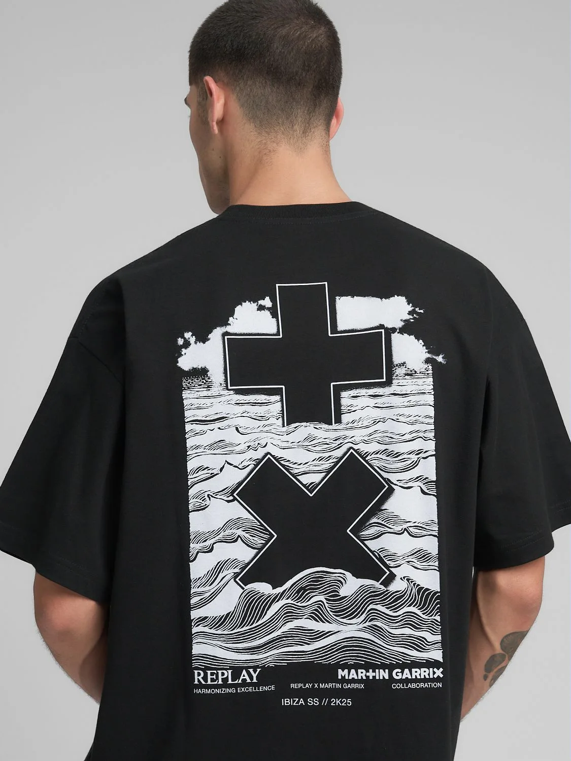 トップス Replay x no. OVERSIZE GLENCHECK SHIRTS Crew-neck t-shirt with replay x martin garrix logo and
