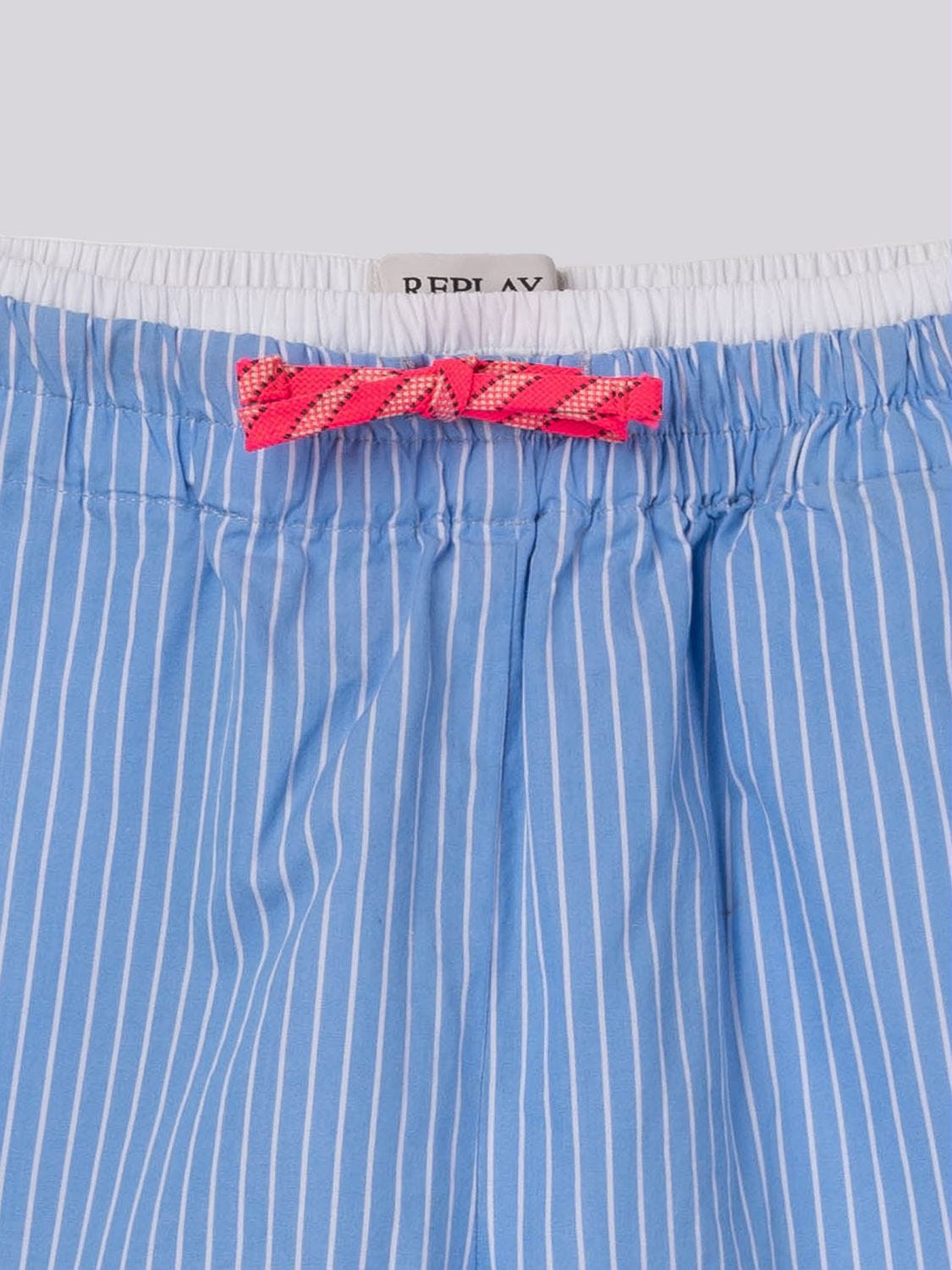 Striped cotton shorts Azure poplin stripes white | Replay Jeans