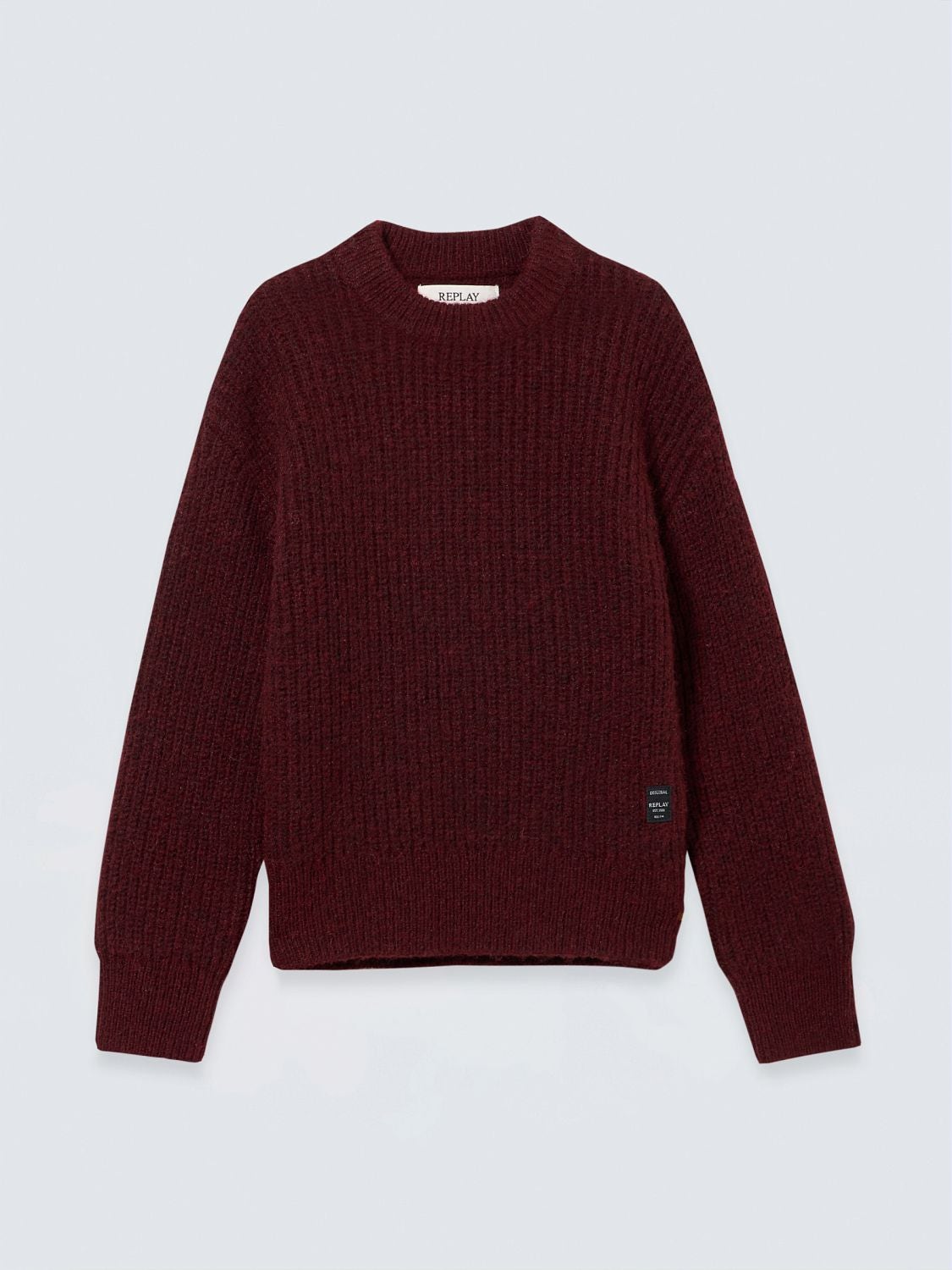 REPLAY WOOL-ALPACA BLEND SWEATER SB91I9.051.723TZ M40 WINE RED/BLACK MELANGE 1