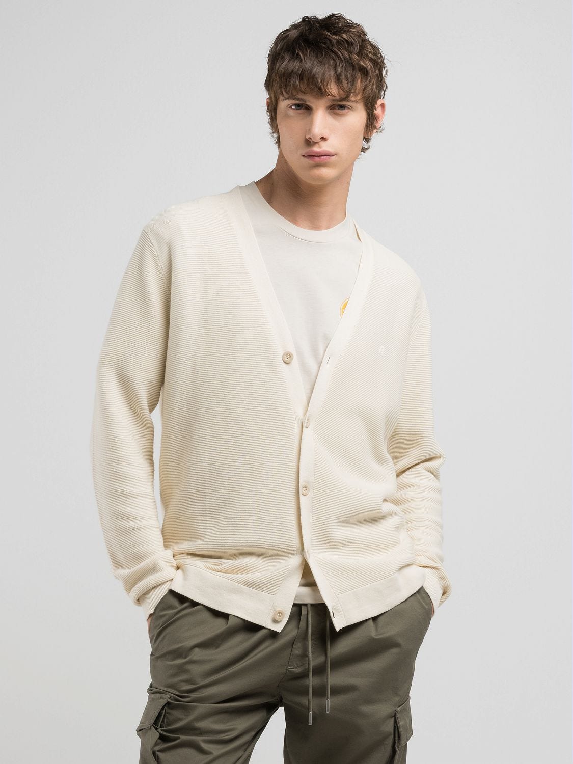 Crosby - Ecru Pointelle Cotton Cardigan | Wax London