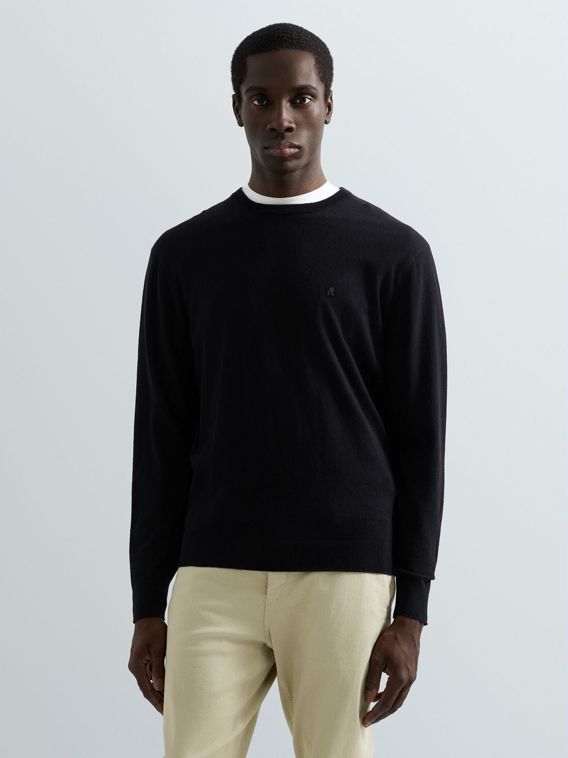 REPLAY COTTON AND CASHMERE CREW-NECK PULLOVER UK00AK.000.723SE BLACK_ 2