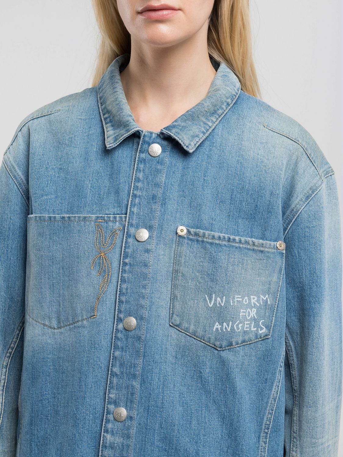 We are replay denim jacket with embroidery Medium blue