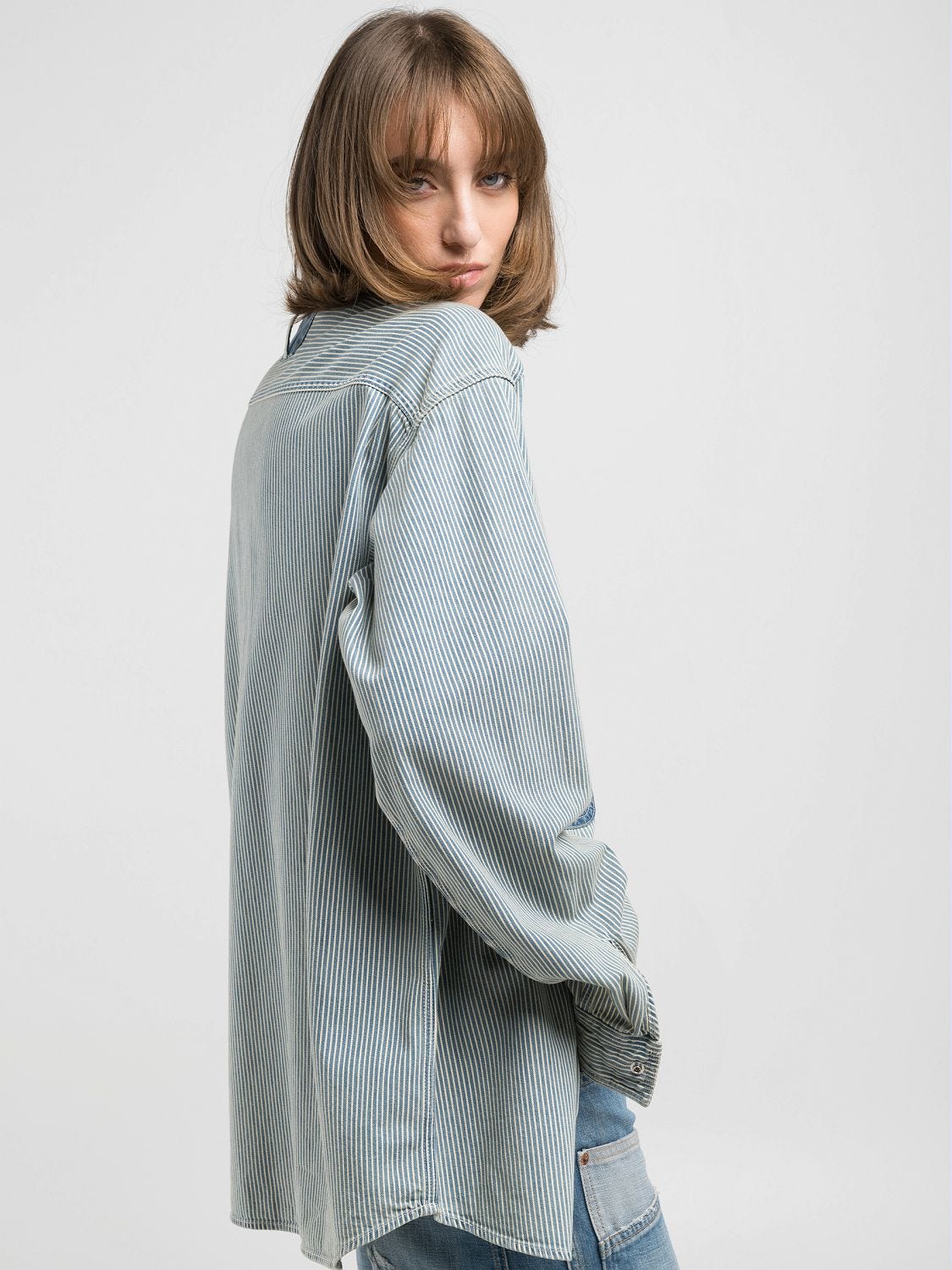 Striped denim shirt Medium blue | Replay Jeans