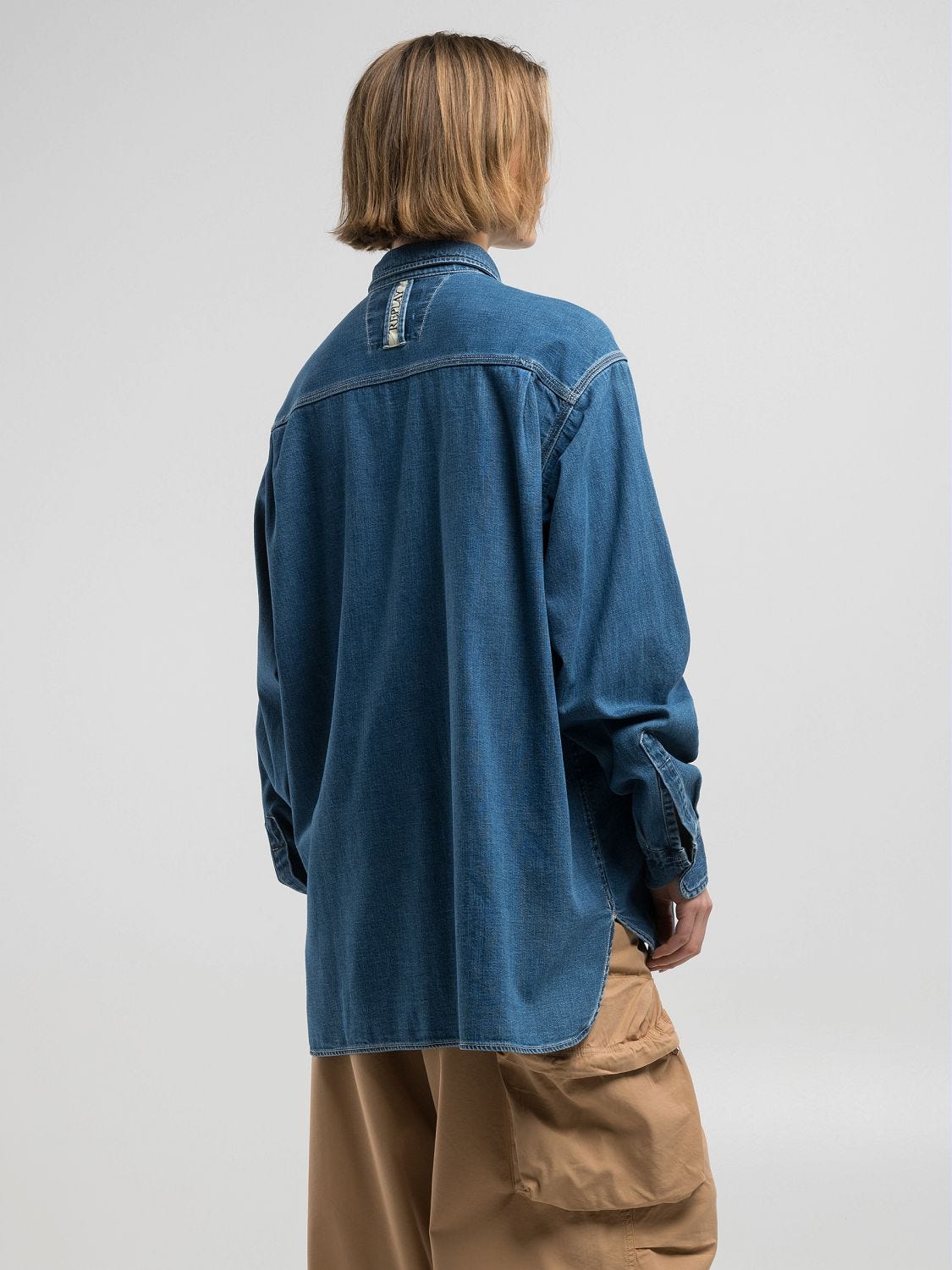 人気定番 9zero1 Jeans Replay | blue Medium shirt denim cotton Clothing