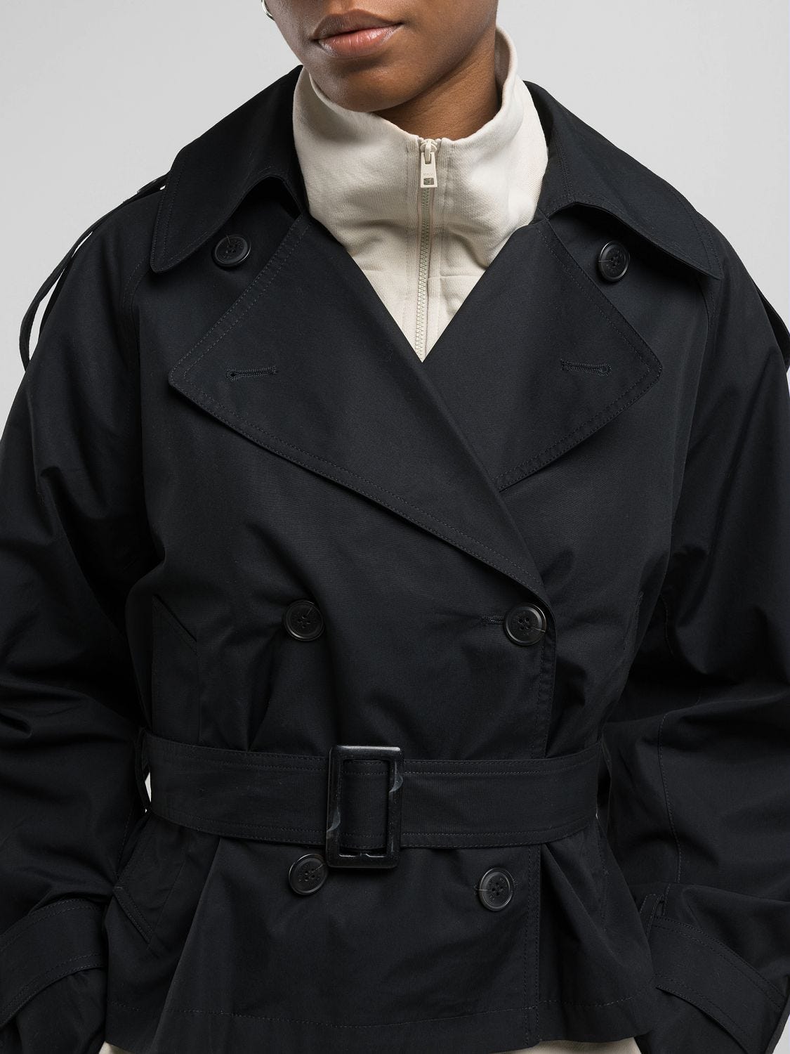 Relaxed-fit short trench coat Black. | Replay Jeans