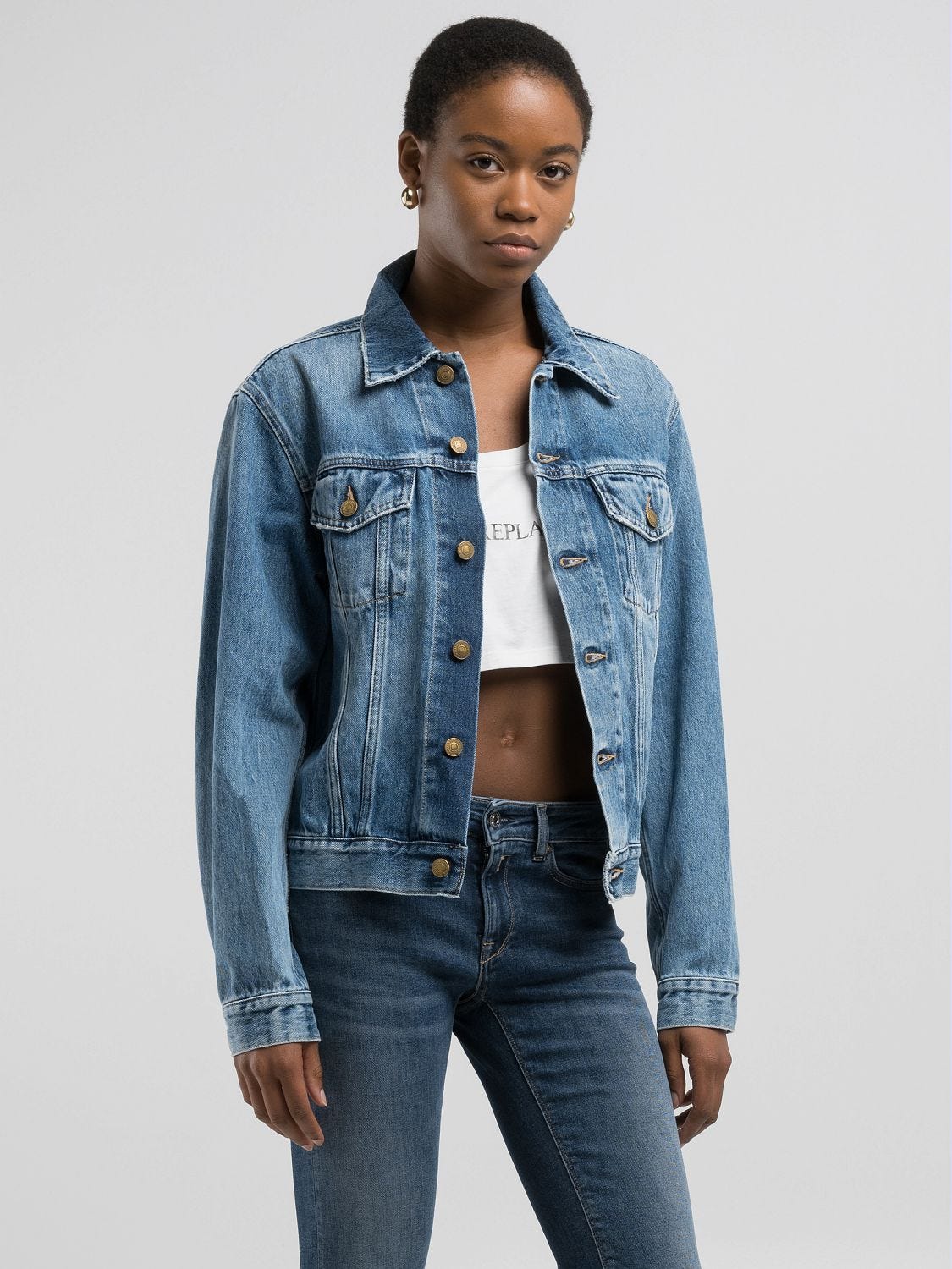 Striped denim shirt Medium blue | Replay Jeans