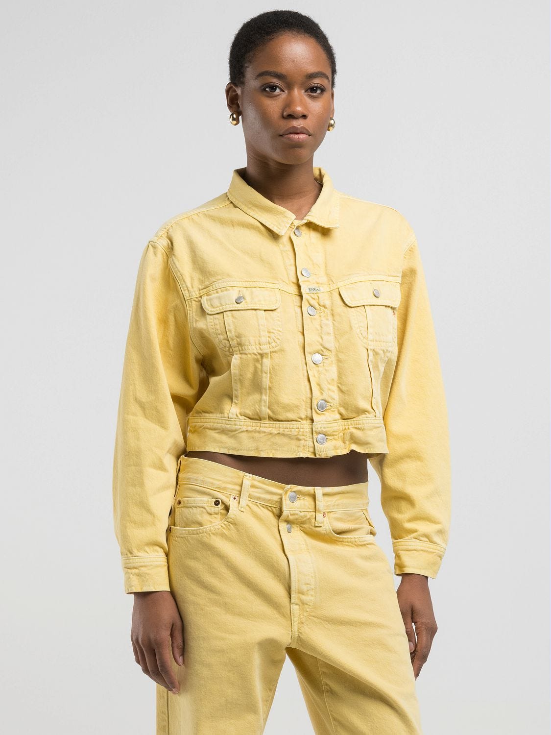 9zero1 cropped denim jacket Daisy yellow | Replay Jeans