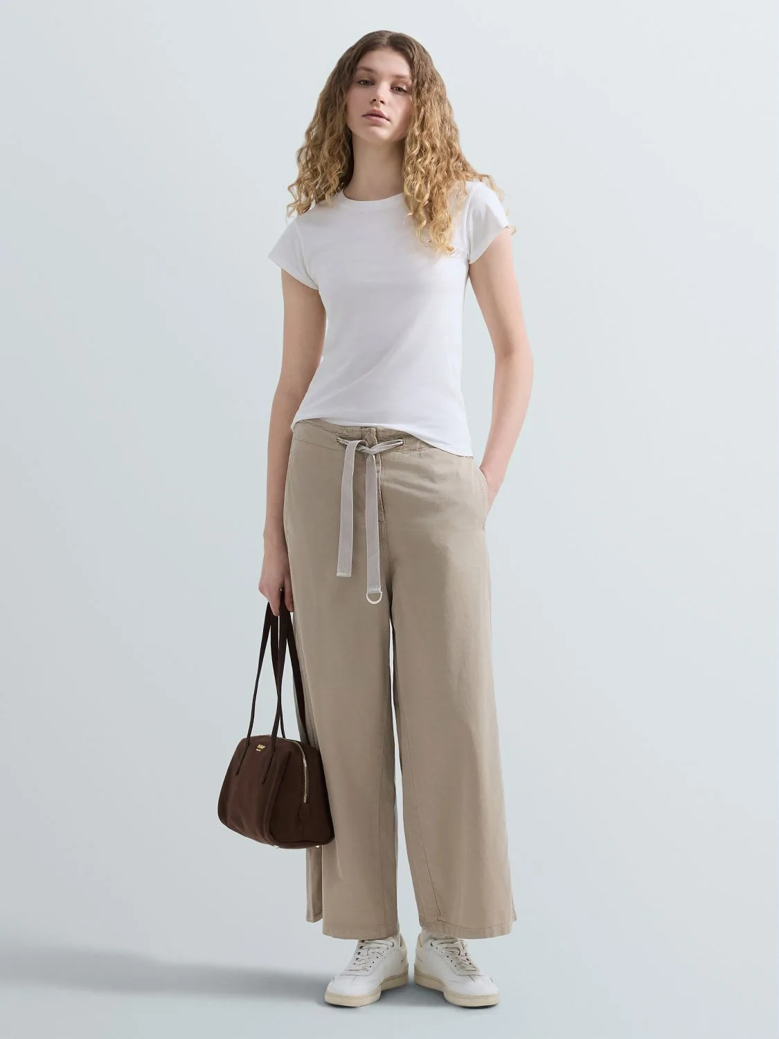 REPLAY WIDE-LEG TWILL TROUSERS W8195 .000.85530G CRETE 1
