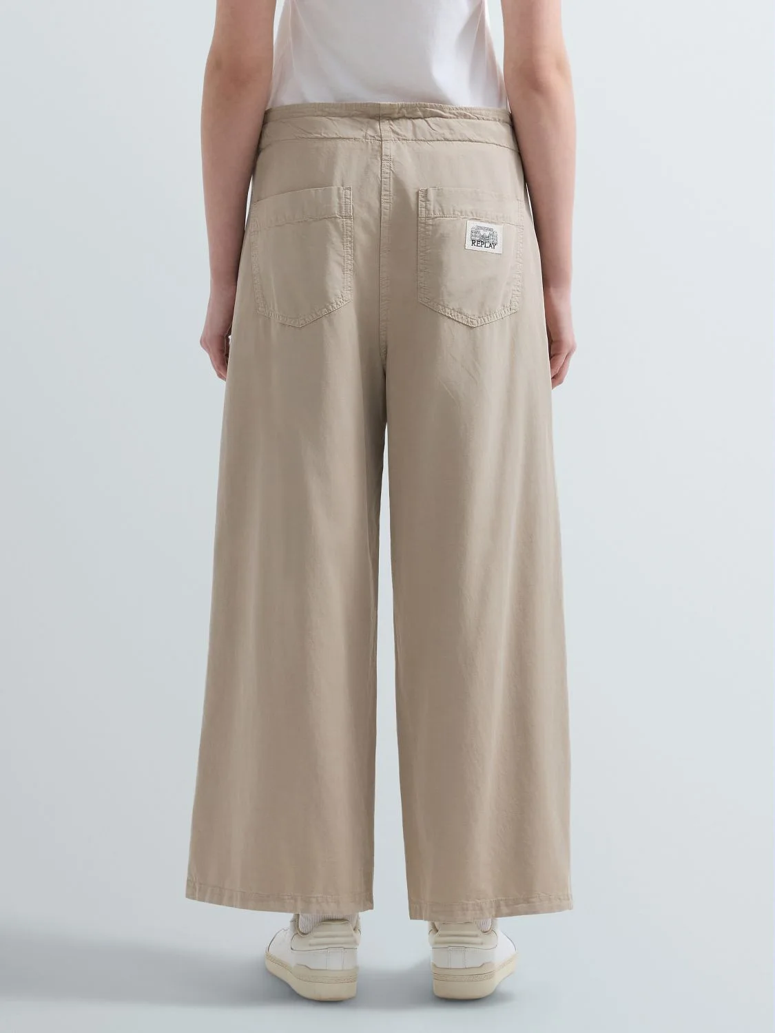 REPLAY WIDE-LEG TWILL TROUSERS W8195 .000.85530G CRETE 3