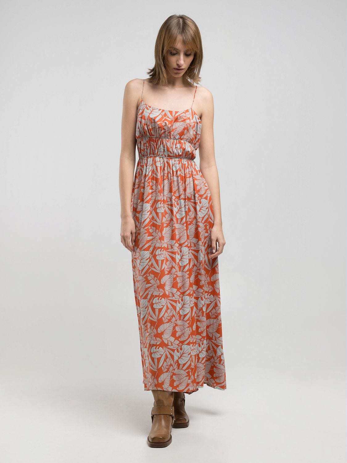 ワンピース Ambient Long Dress Blanca Floral Print Tie-Front Maxi Dress | Tadashi Shoji