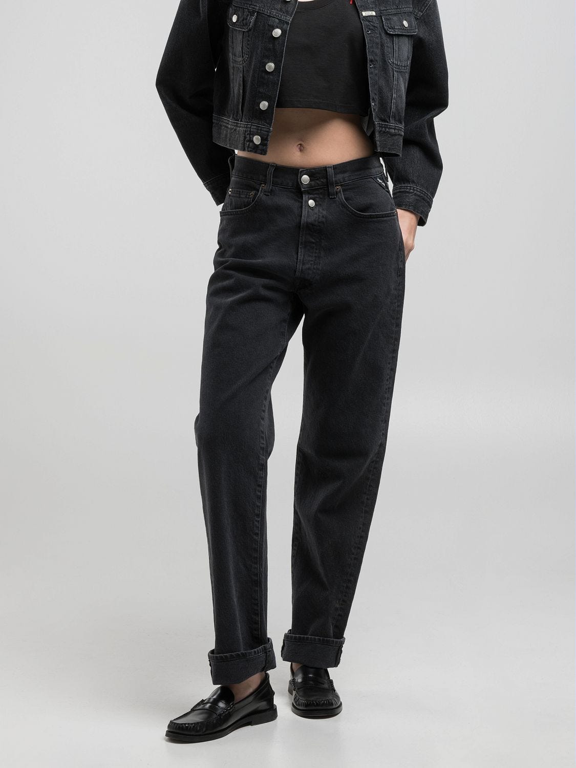 WOOL DENIM WIDE TROUSERS | CTHY