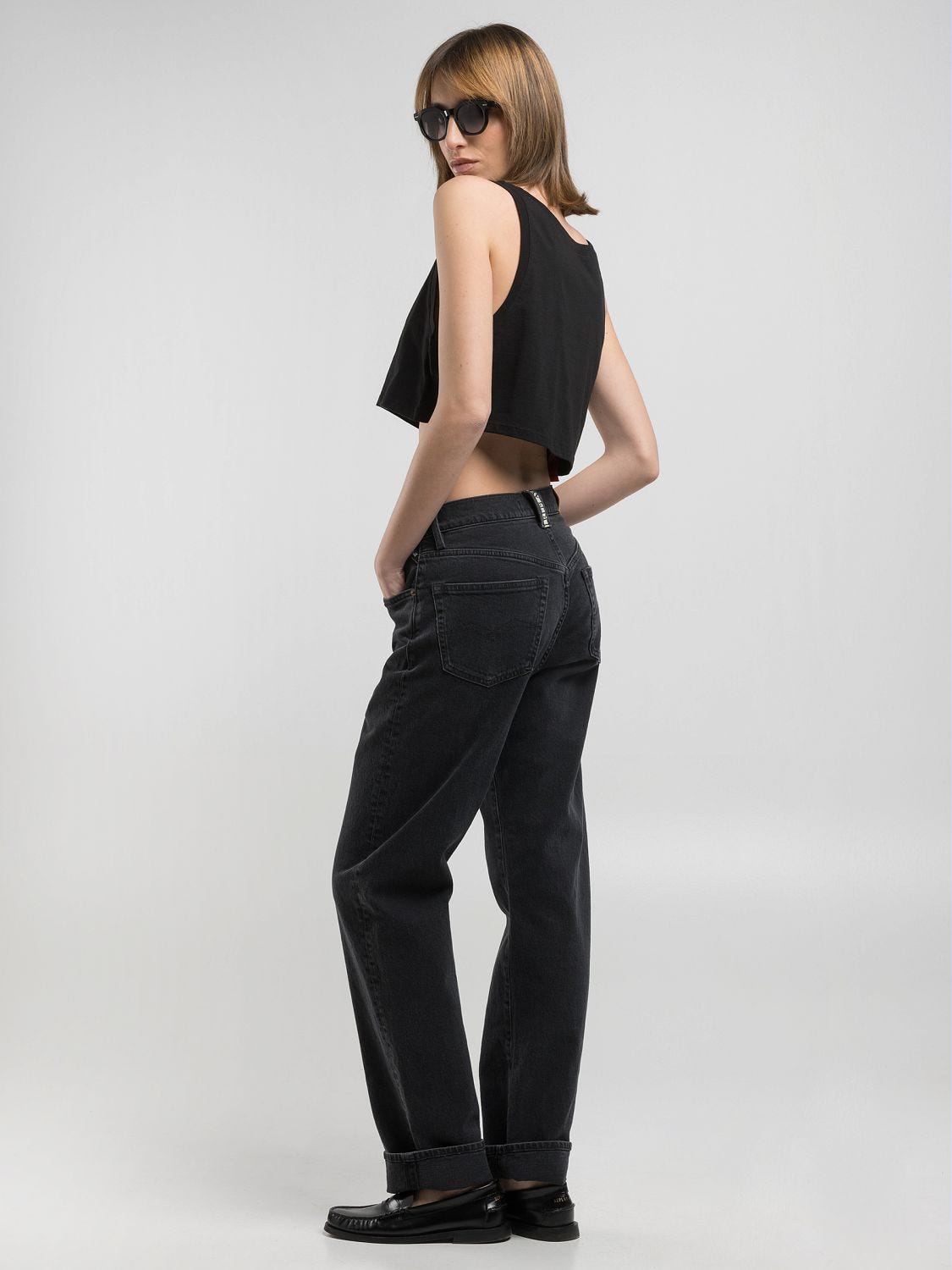 W9z1 straight fit jeans Black delavè | Replay Jeans