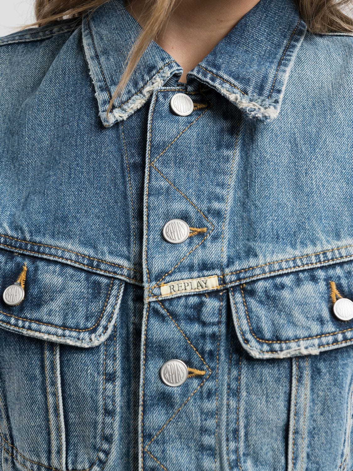 9zero1 cropped denim vest Medium blue | Replay Jeans