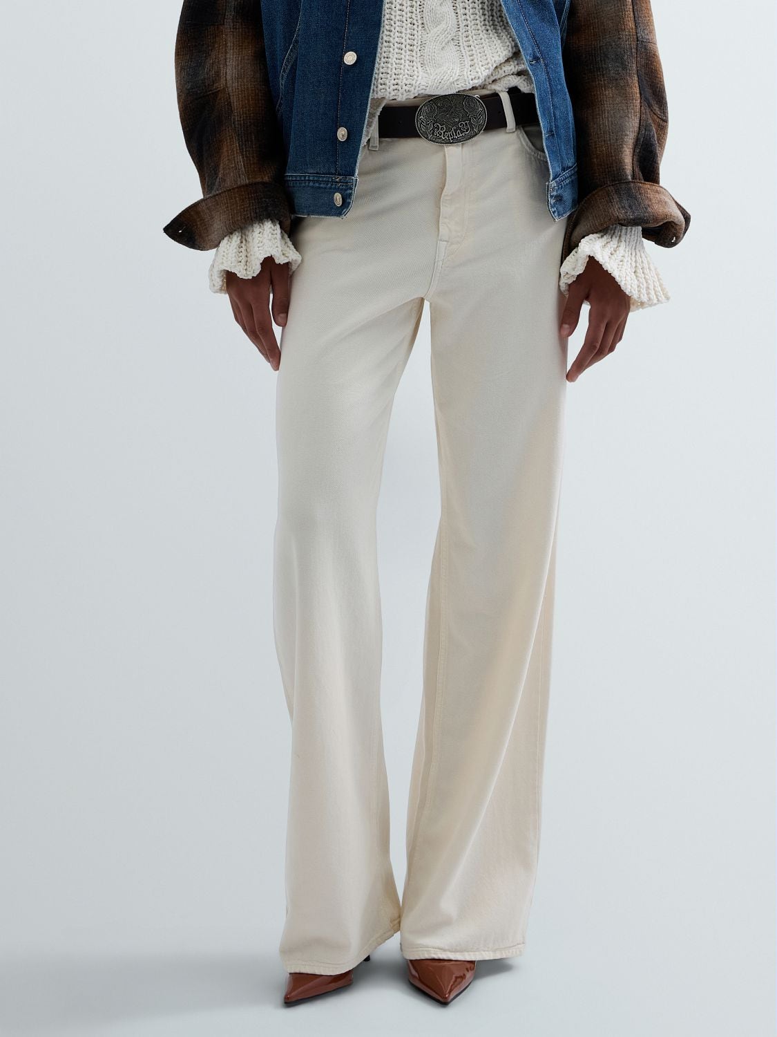 REPLAY CARY WIDE-LEG JEANS W0517 .000.178 G01 EGGNOG 2