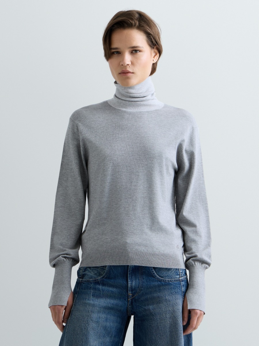 REPLAY POLO-NECK SWEATER WITH CONTRAST NECK DK000C.000.723TV C09A GREY MED MELANGE + C046 G 2