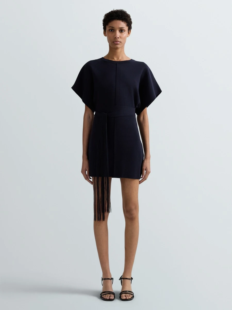 SHORT DRESS WITH FRAYED BELT