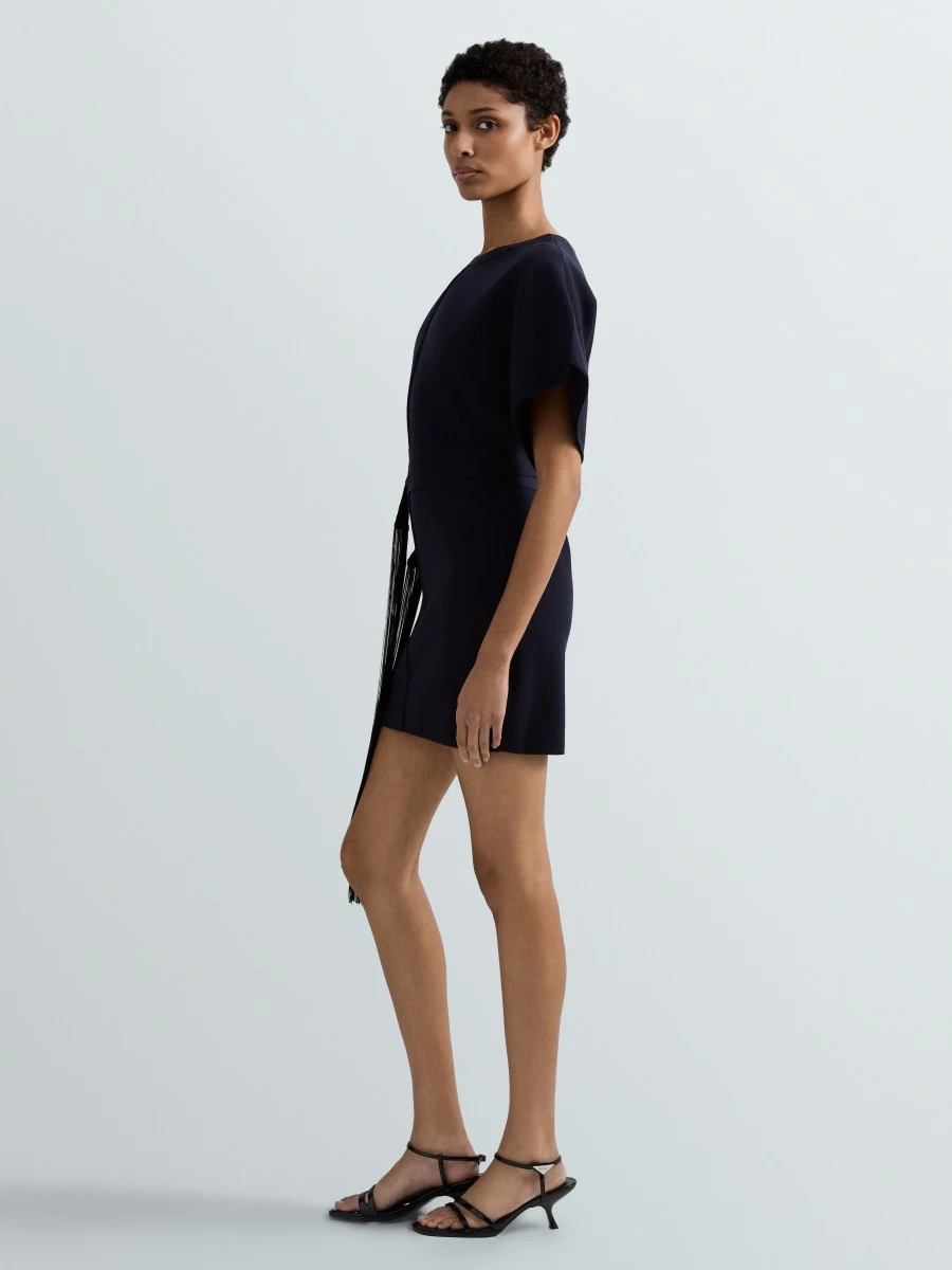 SHORT DRESS WITH FRAYED BELT