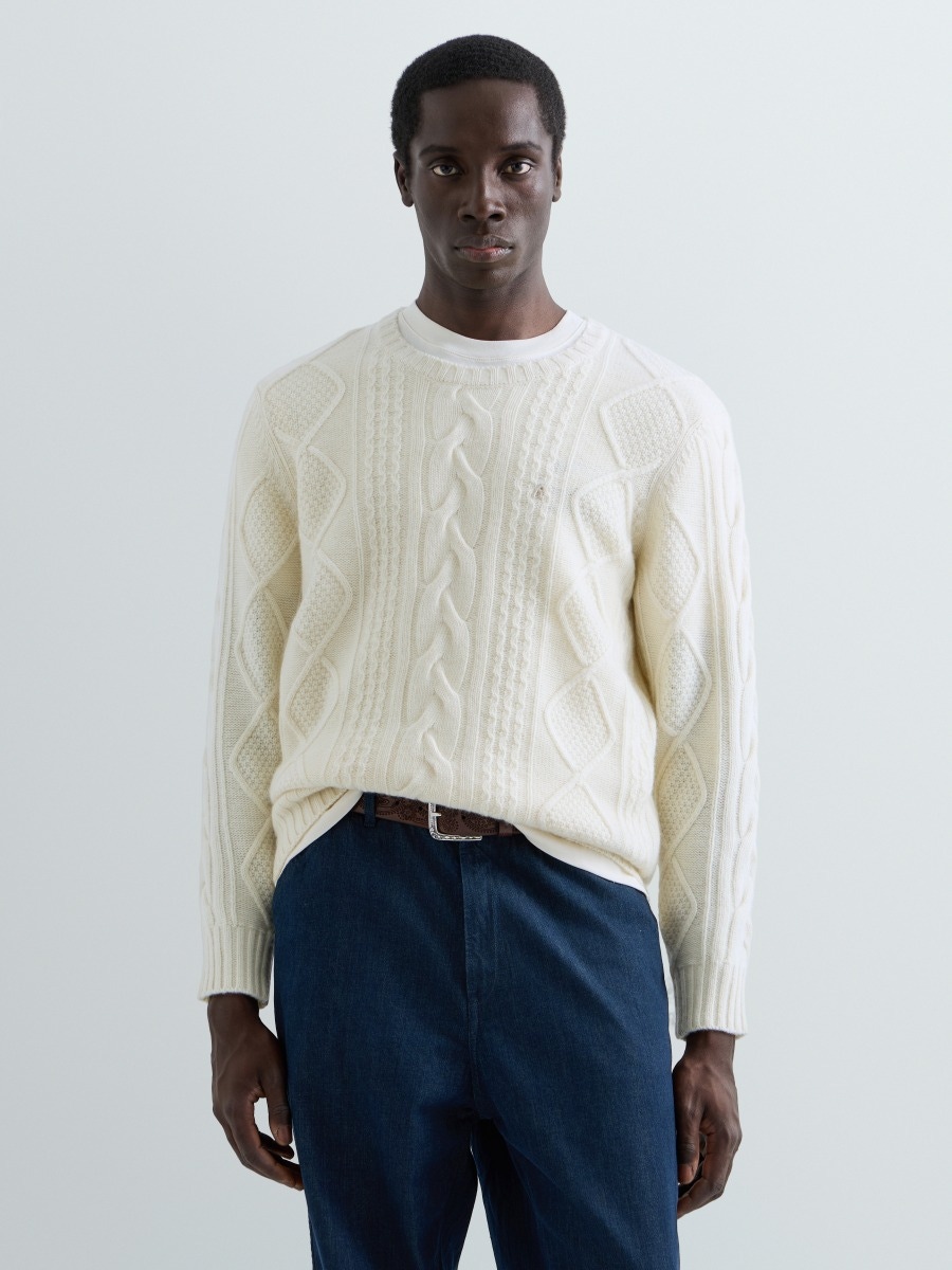 REPLAY CABLE-KNIT SWEATER UK001B.000.723SM TOFU 2